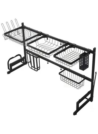 Dish Drainer over sink (85cm-105cm) Dish Drying Rack Width suitable for automatic adjustment of water tank .2-Tier Large Capacity Dish Rack, save space, can be customized. Stainless steel .Black