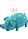 Andiker Dog Squeaky Toy - Dots Latex Chew Toy With Oinks Sound Squeaker, Grunting Pig Durable Self Play 8" Squeeze Toy for Dental Biting, Chasing to Kill Boring Time (Blue)