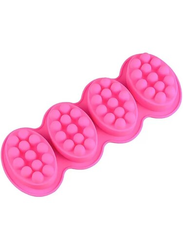 Blythornix Cake Mold Silicone, 4 Cavities Massage Bar, Cake Making Supplies Chocolate Mould Bakeware Baking Tool Pink