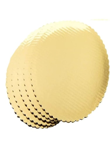 LLC Cake Board 9 Inches Round Cardboard Disposable Pizza Circle Scalloped Tart Decorating Base Stand Pack of 5