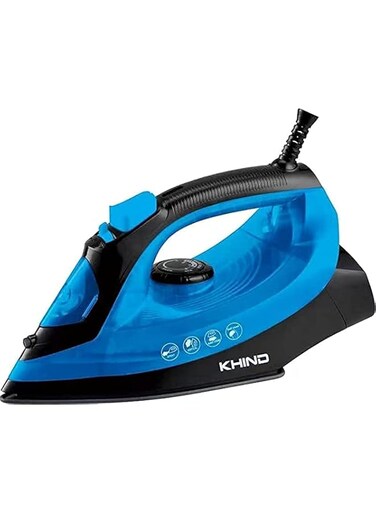 KHIND 2200W Steam Iron ES2201NA, Dry Ironing Function, Spray &amp; Steam Function- (White &amp; Blue)