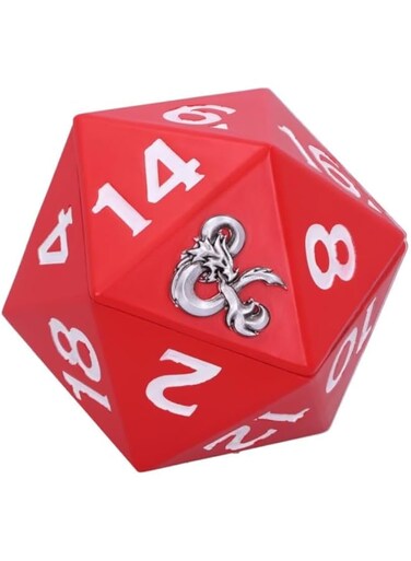Nemesis Now Officially Licensed Dungeons &amp; Dragons D20 Dice Storage Box, Red, 13.5cm B5602T1