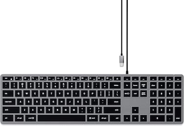 Satechi Slim W3 Wired Backlit Keyboard with Numeric Keypad &ndash; Illuminated Keys &amp; USB-C Connection &ndash; Compatible with 2022 MacBook Pro/Air M2, 2021 MacBook Pro M1 Pro &amp; Max, 2021 iMac, 2020 Mac Mini
