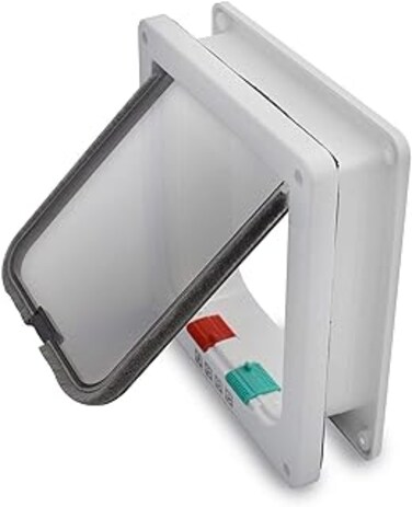 4 Way Cat Flap Dog Door Cat Flap Wall Mount Pet Door For Pets Safe White