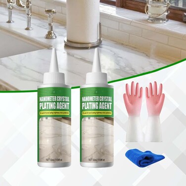 Marrkhor Stone Nano Crystal-Plating Agent, Marble Nano Crystal-Plating Agent, Nanometer Crystal Plating Agent, Nano Crystal Plating Agent for Kitchen Tile &amp; Furniture (2pcs)