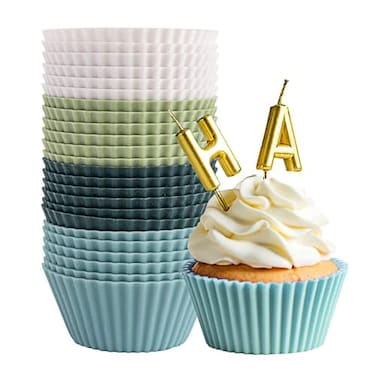 Marrkhor 12Pcs Reusable Silicone Baking Cups, Kitchen Silicone Baking Cups Cake
