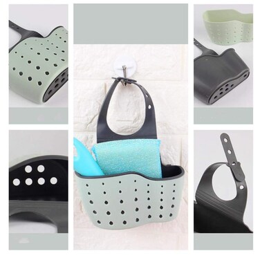 Marrkhor Sponge Holder for Kitchen Sink, Hanging Sink Caddy Organizer with Adjustable Strap