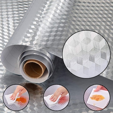 Marrkhor Kitchen oil proof Sticker Wallpaper Stickers, Self Adhesive Kitchen Aluminum Foil Stickers Kitchen