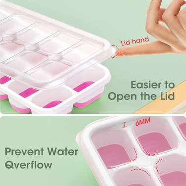 Marrkhor Ice Cube Tray with Lid&nbsp;(Pack of 3) multicolor