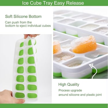 Marrkhor Ice Cube Tray with Lid&nbsp;(Pack of 4) multicolor