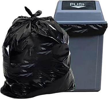 Marrkhor Garbage Bags 10-Piece Large Trash Bags Black Plastic Bag,Trash Can Bags, For Kitchen, Home Yard, Commercial