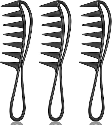 Marrkhor 3-Piece Wide Tooth Shark Combs, Salon Large Teeth Shark Combs Curly Hair Salon Barber Comb, Afro Comb Curl Comb Hairstyle Comb Salon Hairdressing Comb for Hair Styling
