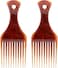 Marrkhor 2-Piece Oil head, big back, airplane head, fashionable styling comb, wide toothed comb, hair picking fork comb, beauty tool-Brown, One size