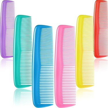 Marrkhor 6-Piece Colorful Hair Combs, Plastic Hair Combs Set Two End Fine Tooth Comb Mini Small Row Comb Hairstyling Comb for Women and Men, Colorful Coarse, Fine Dressing Comb
