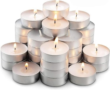 Markhor 100-Piece Tea Lights Candles, White Smokeless Dripless Long Lasting Tea Light Candles, Tea Candles for Weddings Party, Home Decorative Tea Lights