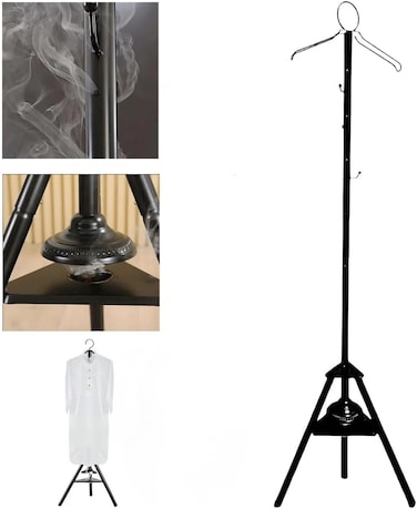 Marrkhor 1-Piece Clothes Incense Burner Stand - 175cm long bakhoor burner stand hanger with cloth hooks and holes for steaming clothes