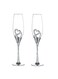 Wedding Champagne Glass Set Sliver Toasting Flute Glasses Deluxe with Rhinestone Rimmed Hearts Decoration for Wedding, Anniversary and Special Occasions