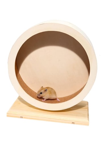 DOOKOO Hamster Wooden Silent Wheel, Small Animal Exercise Wheel Accessories, Quiet Spinner Hamster Running Wheels Toys for Hamsters,Gerbils and Other Small Pets (L)