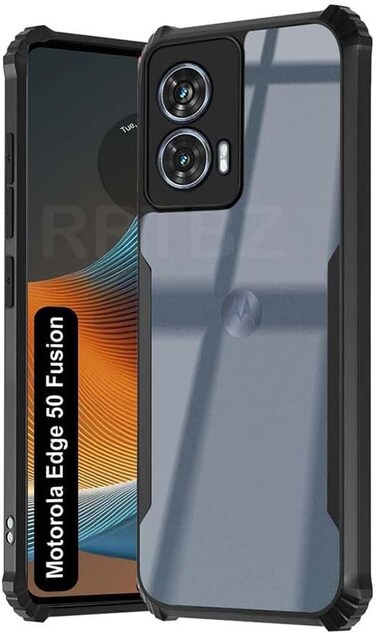 Moto Edge 50 Fusion Case, Camera Protection, Shockproof, Clear Back, Bumper Back Cover, PC+TPU, Black Moto Edge 50 5G