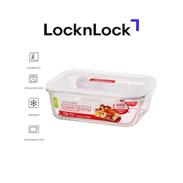 LocknLock 2L Oven Glass Rectangular Container &ndash; Durable, Microwave Safe Food Storage Solution