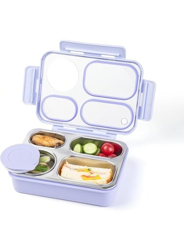 AUTOYSUR Lunch Box Stainless Steel Containers For Adults Men Women, Bento Box Adult Lunch Box W/ 4 Compartments, Insulated Bento Boxes Leakproof,BPA Free,Dishwasher Safe Stainless Steel Bento Box (A)