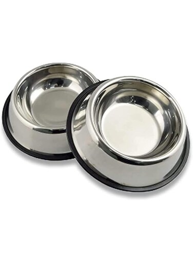 Stainless Steel Dog Bowls 2 PCS,Dog Dishes 400M Cat Bowl Water and Food with Rubber Base for Small Dogs, Cats, Puppy Rabbit and Kitten (Small)