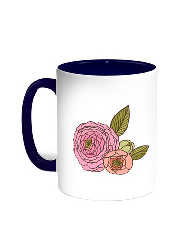 Fees Roses Printed Coffee Mug Blue/White