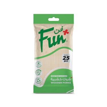 Fun Green Track Wooden Forks Brown 6.5inch 25 PCS
