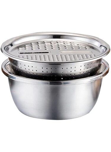 Dubai Gallery Stainless Steel Kitchen Basin Grater With Lid Silver AMZ-N49809270A