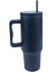 40 oz Stainless Steel Tumbler with Handle &amp; Straw Navy Blue Insulated Travel Mug Hot &amp; Cold Reusable Water Bottle BPA-Free, Spill-Resistant, Fits Cup Holders