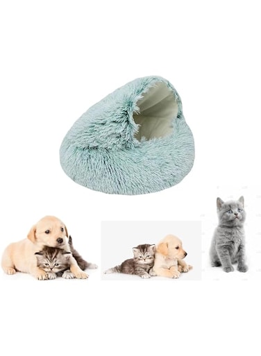 2023 New Cozy Cocoon Pet Bed for Dogs,winter Pet Plush Dog Bed,Cozy Cocoon Pet Bed for Dogs,Olvys Cozy Cocoon Pet Bed,Covered Cozy Pet Plush Bed,Round Fluffy Warm Cat Beds (Green-short velvet,40cm)