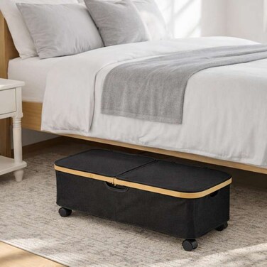 Home Max Flip-Top Storage Box With Wheels - Black