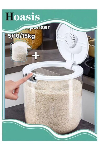 5Kg Rice Dispenser, Rice Container Storage with Measuring Cup, Food Cereal Container Bins Household for Kitchen Pantry Organization