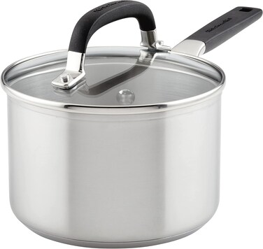 KitchenAid Stainless Steel Saucepan with Measuring Marks and Lid, 2 Quart