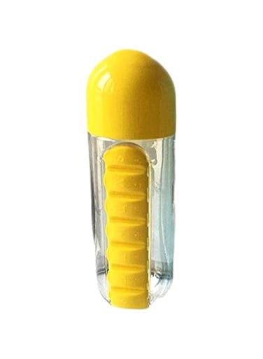 Dubai Gallery Water Bottle With Pill Box Organizer Yellow/Clear 7.5X23.5Centimeter