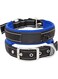 NALACAL Nylon Dog Collar, Soft Padded Breathable, Reflective Adjustable Tactical Waterproof Pet Collar, with Durable Metal Buckle for Small Medium Large Dogs, Tactical Dog Collar (L, Black/Dark Blue)