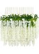 12Pcs Artificial Wisteria Flowers 3.6 Feet/Piece White Dense Artificial Fake Wisteria Vine Ratta Hanging Garland Silk Flowers String Flower Hanging Decorations Home Party Wedding Decor(White-Dense