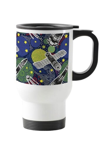 Outer Space Printed Travel Mug Multicolour 13centimeter