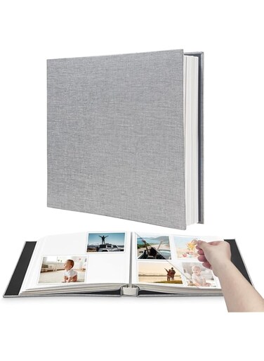 HBSTUDIO Large Photo Album Self Adhesive Scrapbook Album,4x6 5x7 8x10 Scrapbook Pictures DIY Linen Cover Album 40 Pages for Family Wedding Gifts,Gifts for Mom,Family Baby and Wedding
