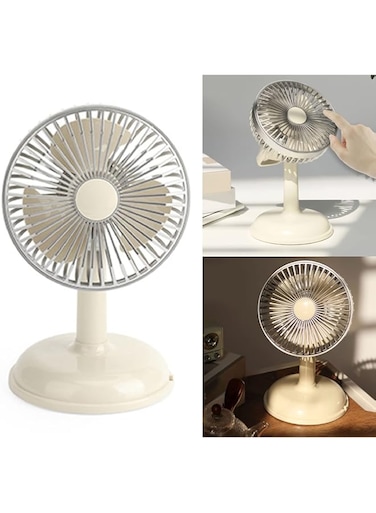 Cryfokt Small Electric Fan, Mini Cooling Table Fan, Oscillating Table Top Fan, Portable Retro Desk Fan, USB Desk Fan, Electric Cooling Fan for Bedroom, Home, Office, Summer (Yellow)