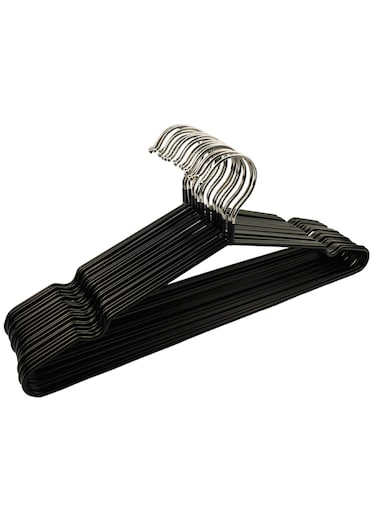 East 20 Pack Metal Hangers Plastic Hangers, Black Shirt Hangers for Clothes Space Saving Clothes Hangers Rubber Coat Hangers, Strong Anti-Slip Hangers Wire Hangers, 18.2x40.6cm
