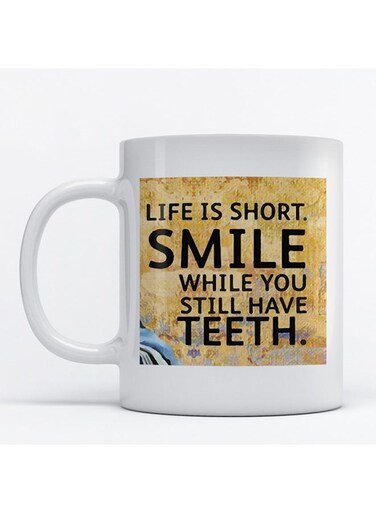 Smile Printed Mug White/Black/Beige