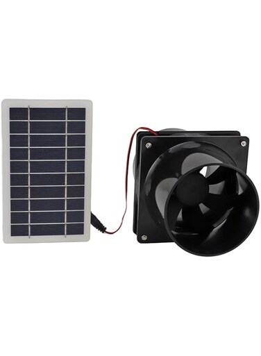 Cryfokt 10W Solar Powered Exhaust Fan, Solar Powered Fan, Efficient Cooling Round Pipe ABS Solar Panel Ventilation Fan Kit for Chicken Coops, Greenhouses, Sheds, Pet Houses, Windows