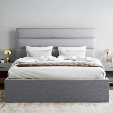 Lush Lounge Upholstered Single Size Bed (100 X 200 CM) Grey Color