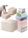 ANTOLE Ultra Space Saving Self Compression Organizer, Heavy Duty Moving Bags, Storage Tote for Space Saving, Space Saving Self Compression Organizer for Comforters, Blankets, Bedding (Beige)
