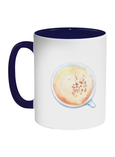 Cup Of Coffee In A Foam Printed Coffee Mug White/Dark Blue/Beige