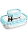 GANESH Craze Stainless Steel Tiffin Lunch Box Container/Dabba with 4 Side Clip Lock Lid for Office &amp; School Use/Food Grade/Air Tight/Easy to Carry/Leak Proof(650ml 1pc + 140ml 1 Pc) Blue