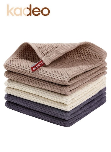 6 Pack Kitchen Towels and Dishcloths Sets, 100% Cotton Soft Absorbent Quick Drying Dish Towels, Tidy Dish Cloths Rags, for Kitchen,Washing Dishes, Multicolor 34*34CM