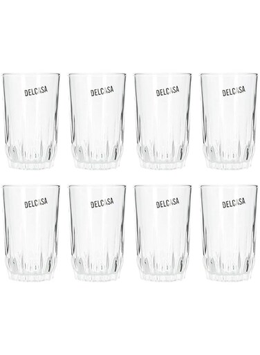 Delcasa 6Pc Tumbler Glass Set, 9Oz/260ml Tumbler Glass For Drinking Water/Tea/Coffee/Juice Transparent, Sleek Design With Broad Base &amp; Mouth Tea Glasses, Perfect For Home And Restaurants, Multicolour