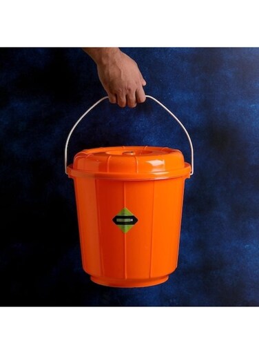 13L Prima Plastic Bucket With Steel Handle Premium Plastic Ware Made In India Orange